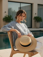 Linen Checked Long-Sleeved Top