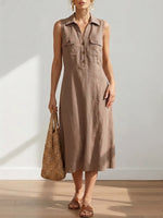 Casual Sleeveless 100% Linen Dress