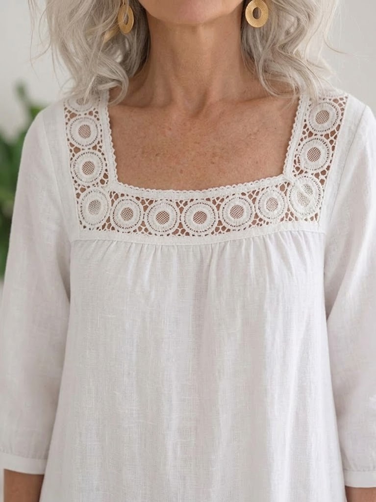 Loose-fit Casual Plaid Linen And Cotton Dress