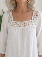 Loose-fit Casual Plaid Linen And Cotton Dress