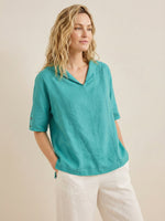Linen V-Neck Short Sleeve Shirt