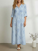 Women's Retro Ruffled Collar Floral A-line Dress