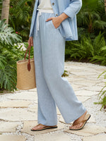 Linen Elastic Waist Straight-Leg Trousers