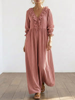 Women's Striped Art Print Casual Stylish Ruffled Vacation Maxi Dress