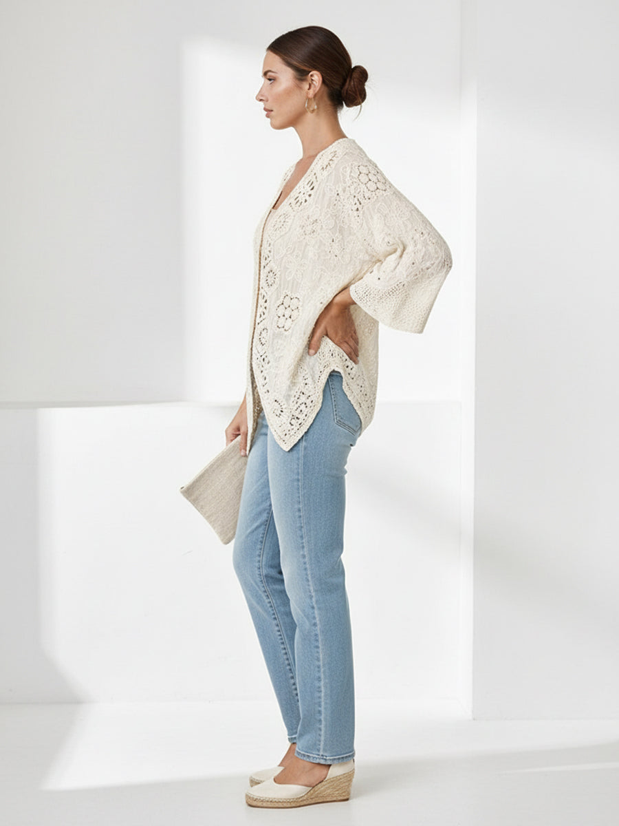 Lightweight Oversized Crochet Cardigan for Women Breathable Summer Sun Protection Layer