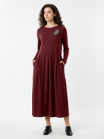Wool Arc-Panel Sculpted Pleats Maxi Dress