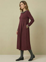 Cotton Plaid Peter Pan Collar Midi Dress CARLA