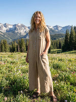 Women’s Linen Blend Sleeveless Wide-Leg Jumpsuit