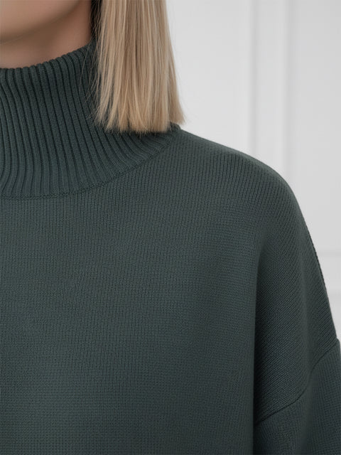 Casual Travel Stand Collar Side Zipper Top Straight Pants Two-Piece Set