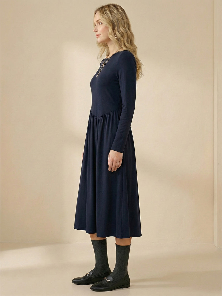 Wool Asymmetric Curved-Cut Maxi Dress CALLIE