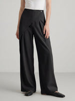 Women's Minimalist High-Waist Asymmetric Flowy Wide-Leg Trousers