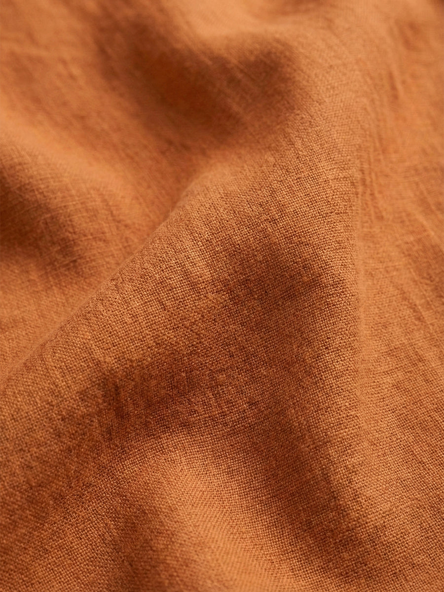 Linen Dropped Collar Long-Sleeve Top