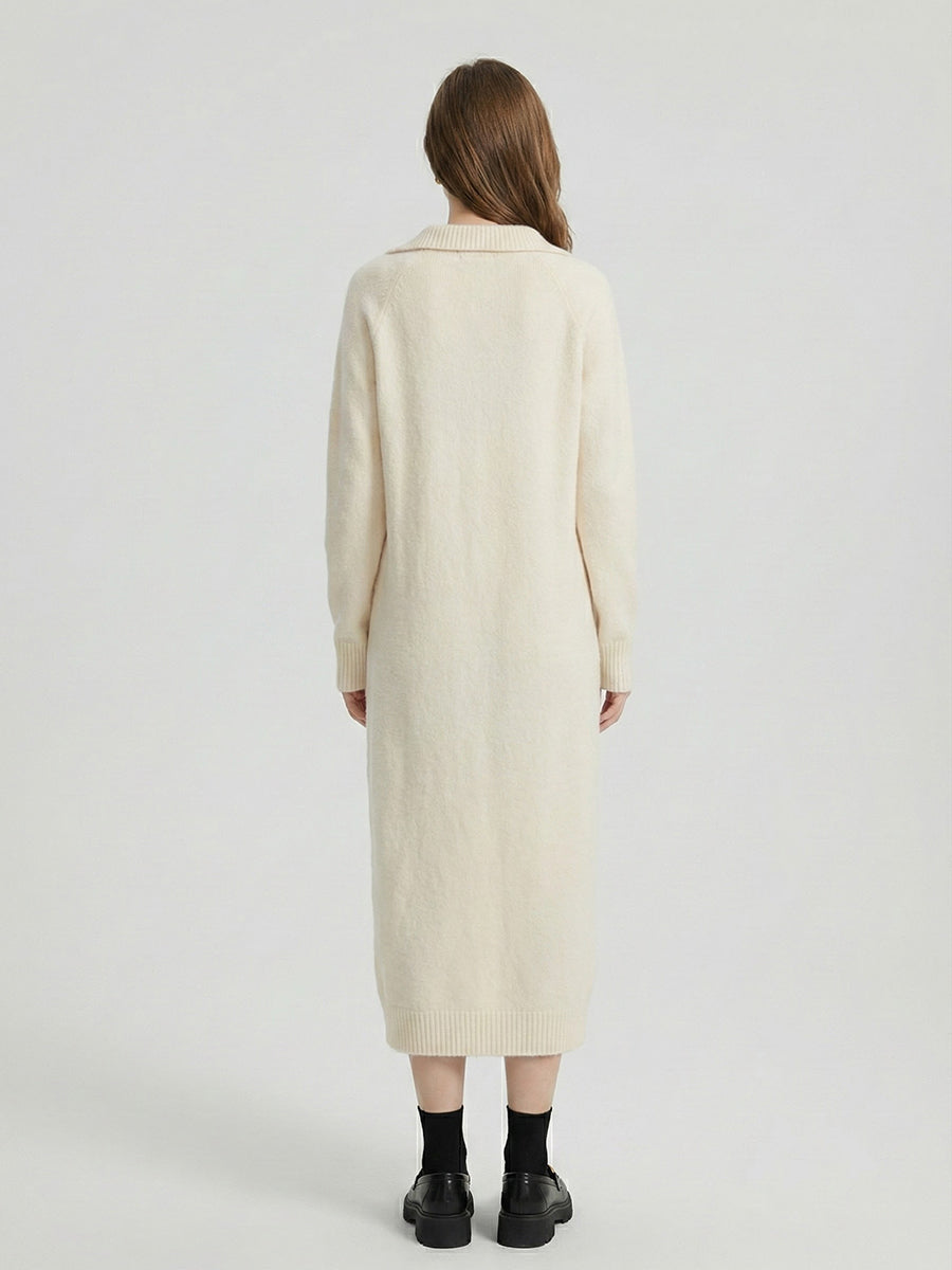 Autumn/Winter Collared Button Loose Knit Sweater Dress