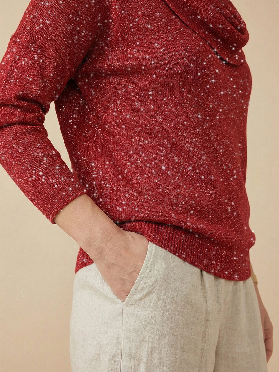 Women's Elegant Solid Color Loose Shiny Sweater