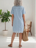 Casual Embroidered Denim Dress