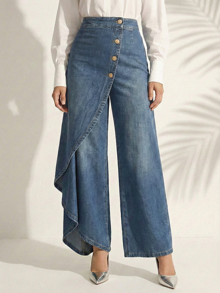 Women’s High-Waisted Wide-Leg Denim Pants