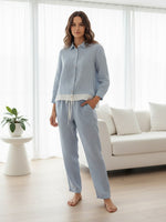 Linen Buttoned Closure Color-Blocked Set