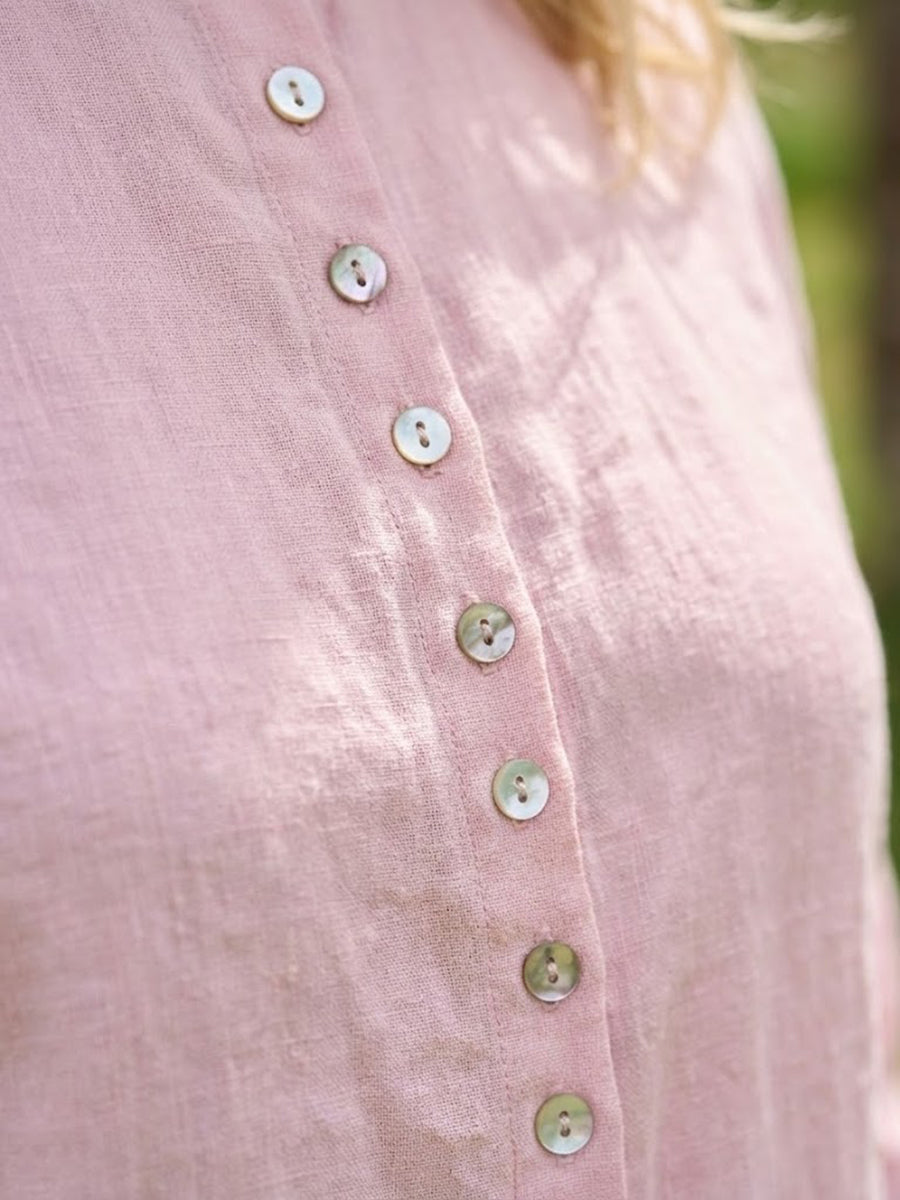 Linen Button-Front Drop Shoulder Shirt