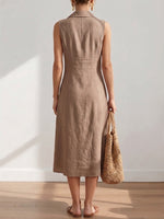 Casual Sleeveless 100% Linen Dress