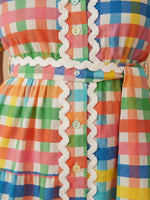 Colorful Square Art Print Collared Shirt Dress