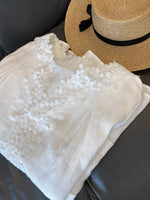 Casual Linen And Cotton Dress With 3d Floral Petal Embroidery