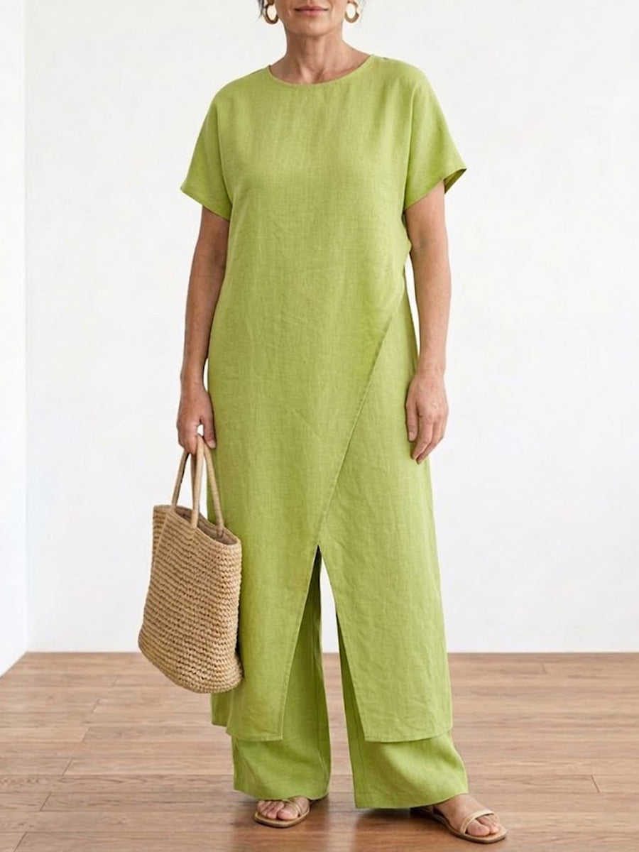 Womens Cozy Loose-fit Asymmetrical Design Two-piece Set