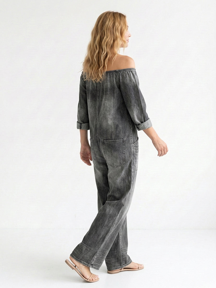 Women’s Fashion Vintage Off-shoulder Long Sleeve Jumpsuit