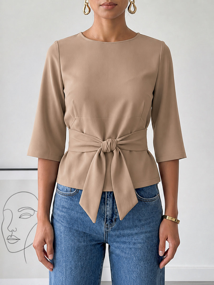 Womens Casual Tie-up Cotton T-shirt