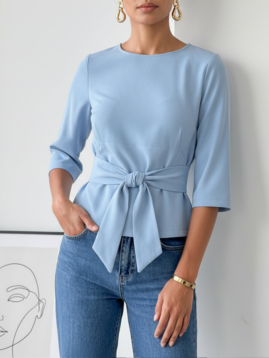 Womens Casual Tie-up Cotton T-shirt
