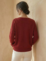 Women's Soft Solid Color Henley CollarSweater Top