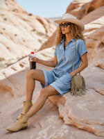 Women's Casual Cotton Denim Jumpsuit Shorts