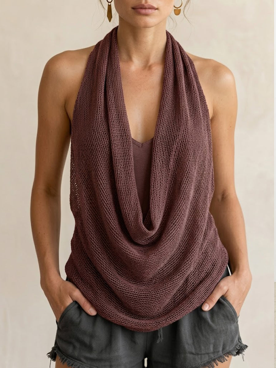 Womens Casual & Sexy Knitted Tank Top Two-piece Set