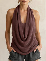Womens Casual & Sexy Knitted Tank Top Two-piece Set