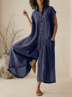 Women’s Linen Blend Sleeveless Wide-Leg Jumpsuit