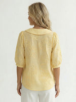 Women’s Vintage Peter Pan Collar Embroidered Floral Shirt