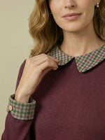 Cotton Plaid Peter Pan Collar Midi Dress CARLA