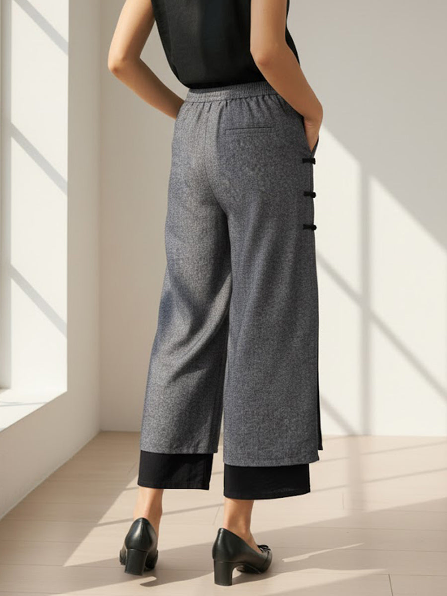 Linen Double Layer Handmade Capri Pants