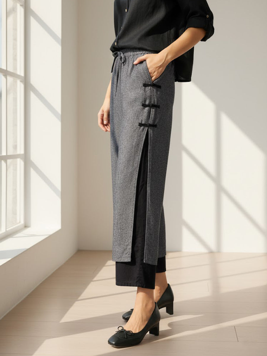 Linen Double Layer Handmade Capri Pants