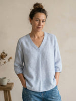 Womens Linen Puff Sleeves Top