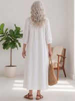 Loose-fit Casual Plaid Linen And Cotton Dress