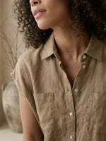 Women’s Linen Blend Sleeveless Wide-Leg Jumpsuit