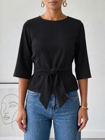 Womens Casual Tie-up Cotton T-shirt