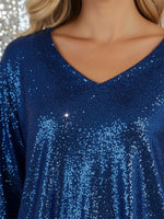 Women's Sparkly Christmas V-neck Top