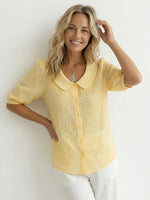 Women’s Vintage Peter Pan Collar Embroidered Floral Shirt