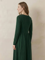 Wool Layered Neck Pleated Maxi Dress BILLIE