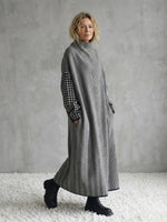 Loose-fit long-line houndstooth knit dress