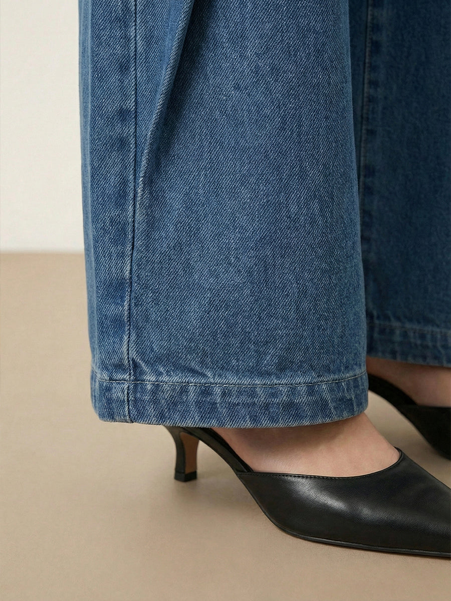 Women's High-waisted Casual Loose-fitting Wide-leg Jeans