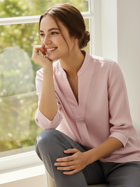 Linen Dress Shirt Pink / S