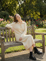 Autumn/Winter Collared Button Loose Knit Sweater Dress
