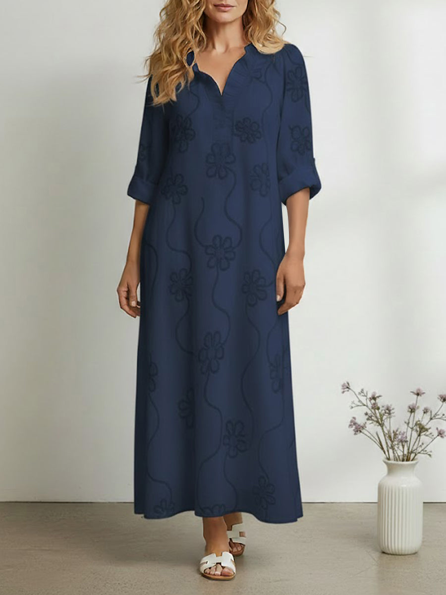 Women's Retro Ruffled Collar Floral A-line Dress